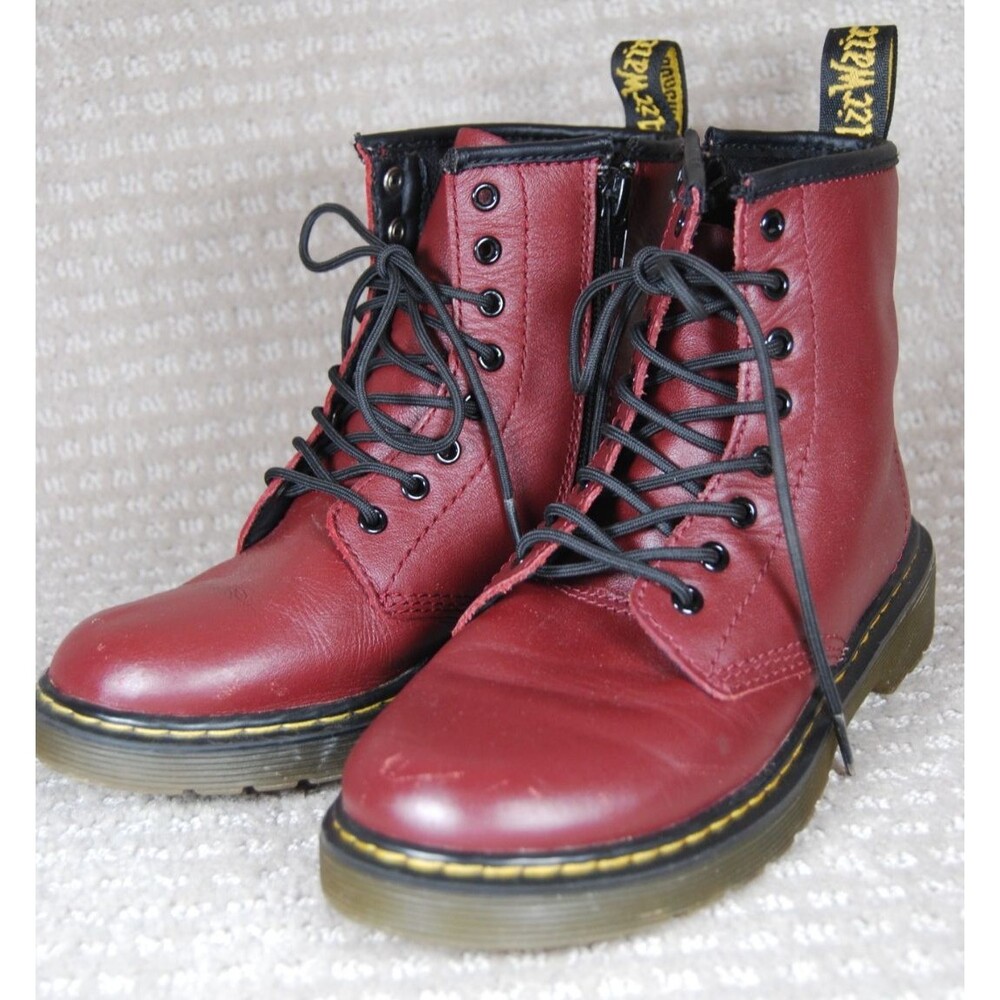Dr. Martens 1460J Oxblood Cherry Red Leather Boots Jr US Size 2 UK 1 EU 33